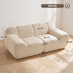 Canapé 2 Places en Chenille, Canapé de Salon 174cm, Assise et Accoudoirs Larges Rembourrés, Entièrement Compressé, Beige