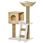 Krabpaal krabmeubel voor katten hoogte 100,5 cm met kussens en ladder activiteitencentrum sisalpalen