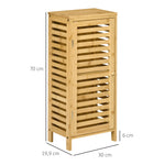 Armoire de salle de bain en bambou 1 étagère réglable design naturel 30 x 19,9 x 70 cm naturel