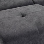 3-Seater Modular Corner Sofa with Chenille Ottoman, 300 cm Compressed Sofa with Deep Seat, 3 Cushions, Grey