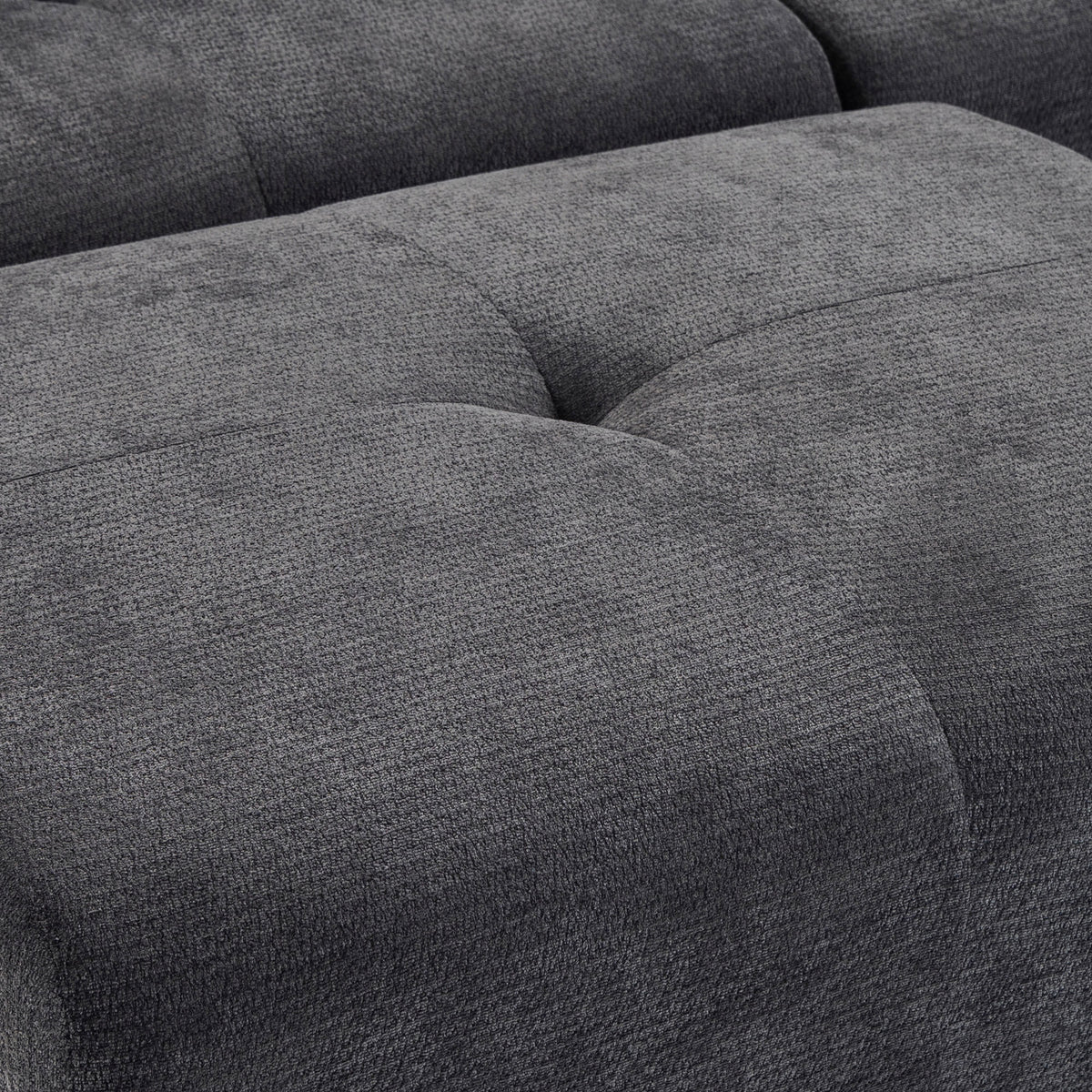 3-Seater Modular Corner Sofa with Chenille Ottoman, 300 cm Compressed Sofa with Deep Seat, 3 Cushions, Grey