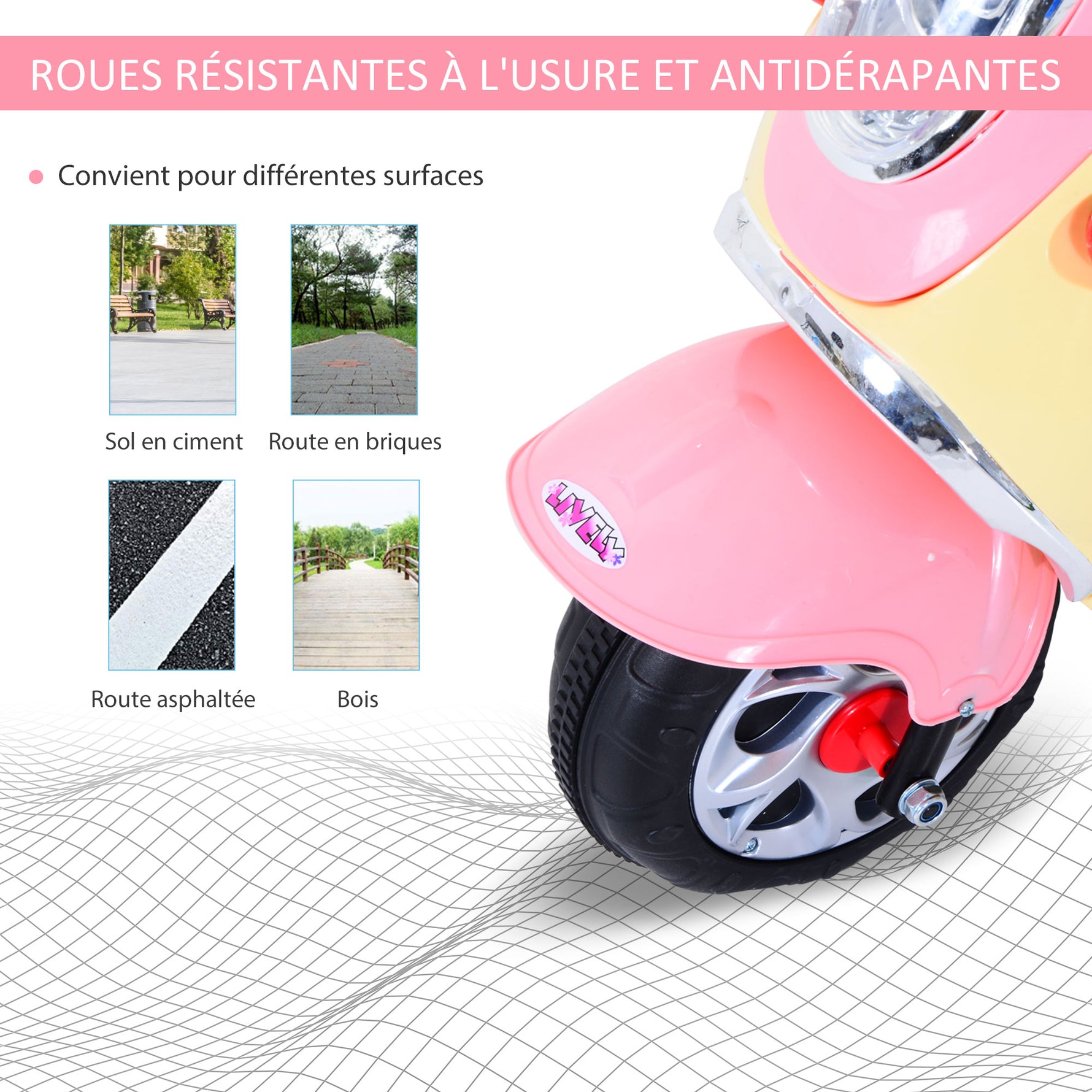 ® Scooter électrique pour Enfant 3 Ans 6 V Métal + polypropylène 108 x 51 x 75 cm Rose/Blanc