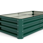 Lot de 2 Carrés Potagers de Jardin Rectangulaires, Tôle d'Acier Ondulée, 120 x 60 x 30,5 cm, Vert Foncé