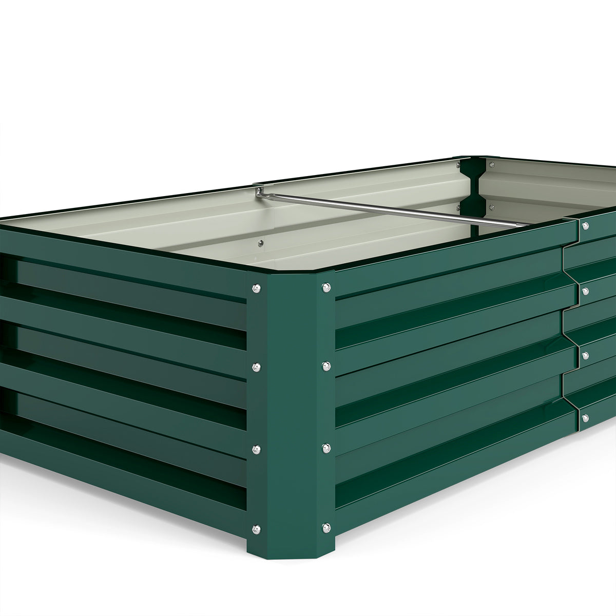 Lot de 2 Carrés Potagers de Jardin Rectangulaires, Tôle d'Acier Ondulée, 120 x 60 x 30,5 cm, Vert Foncé