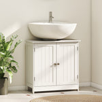 Meuble sous lavabo, meuble de salle de bain placard à 2 portes, étagère réglable, anti-humidité, 60 x 30 x 60 cm, blanc