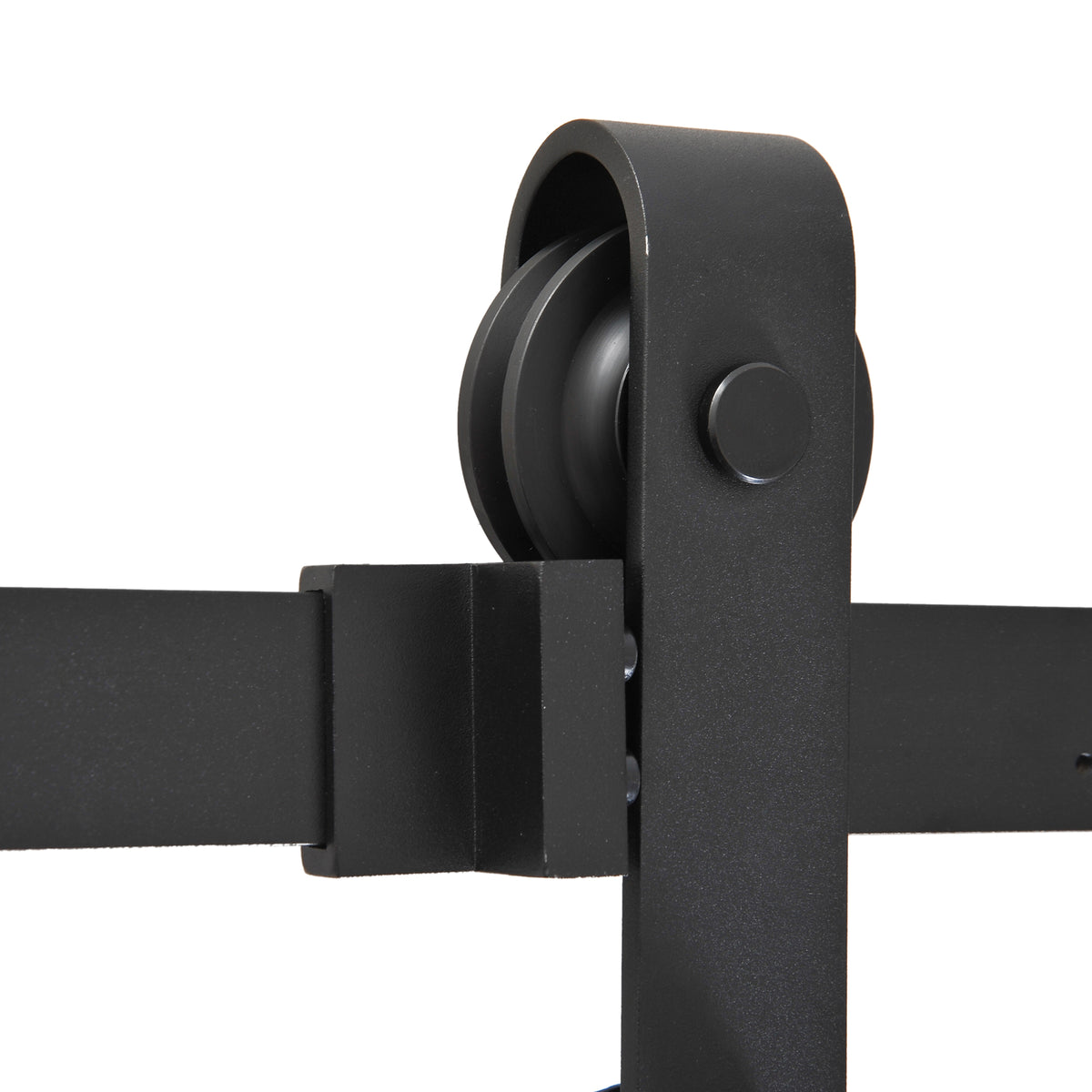 200 CM Rail porte coulissante quincaillerie de porte coulissante en acier au carbone capacité de charge 90 kg - noir