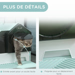 Maison de toilette bac à litière pour chat design maisonnette avec pelle, filtre et tapis dim. 47L x 45l x 42H cm bleu