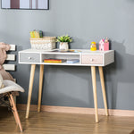 Eskandinaviar estiloko haurrentzako mahaia, tiradera eta biltegiratze-konpartimenduarekin, 100L x 48l x 76,5H cm, MDF eta pinua, zuria, grisa eta arrosa