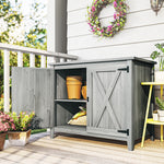 Armoire de jardin en bois, placard de jardin en bois avec étagères et double portes, 110 x 60 x 88,5 cm, gris clair