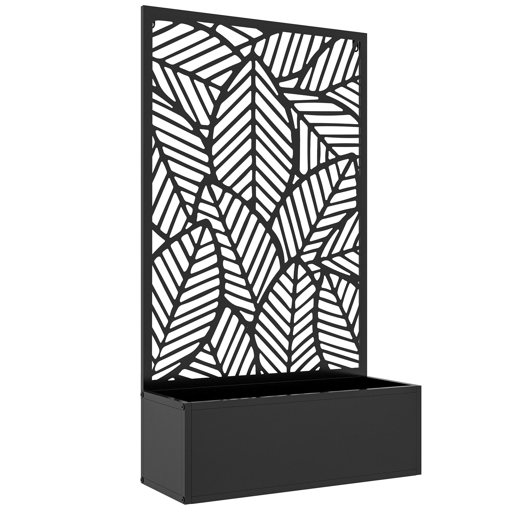 Jardinière avec brise-vue paravent treillis pour Plante Grimpante, bac à Fleurs - dim.  61L x 23l x 113H cm