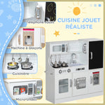 Cuisine enfant jouet d'imitation pour enfant - dinette enfant de 3-8 ans, blanc