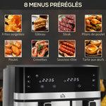 Olio gabeko aire-frijigailua, Air Fryer, konpartimentu bikoitza 8,5 L, 2700 W - 8 programa, tenperatura erregulagarria, tenporizadorea