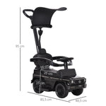 Porteur Enfants Voiture Enfant Multi-équipée 12-36 Mois klaxon Marche-Pieds, Garde-Corps et ombrelle Noir