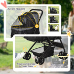 Poussette pour chien animaux de compagnie pliable 4 roues EVA guidon réglable panier 76,5 x 52 x 95 cm