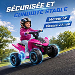Haurrentzako Quad Elektrikoa 6 V, Haurrentzako Auto Elektrikoa, Litiozko Bateria, Gehienezko Abiadura 2 Km/O, 18-48 Hilabete, Arrosa