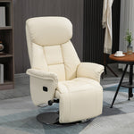 Fauteuil de relaxation inclinable pivotant repose-pied réglable, jusqu'à 150 kg, pour salon, chambre, home cinéma, crème
