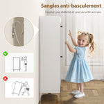 Meuble à chaussures 16 paires, armoire à chaussures avec 2 tiroirs rabattables, étagères réglables, 80x24x101cm, blanc