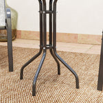 3 pièces salon de jardin extérieur ensemble de meubles 2 fauteuils empilables table basse dessus verre trempé gris clair