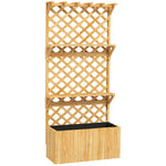 Jardinière avec treillis lit surélevé de jardin en bois avec toit suspendu, trous de drainage et doublure, naturel