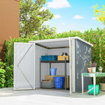 Abri de Jardin cabane de jardin 1,09 m² 2 Portes verrouillables 147 x 86 x 134 cm tôle d'acier Gris clair Blanc