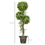 Plante artificielle arbre artificiel 3 boules de buis avec pot ciment, intérieur et extérieur, hauteur 115 cm