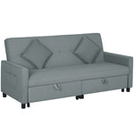 Canapé convertible 3 places canapé-lit clic-clac réversible avec dossier réglable et coussins, 196 x 90 x 89 cm, gris