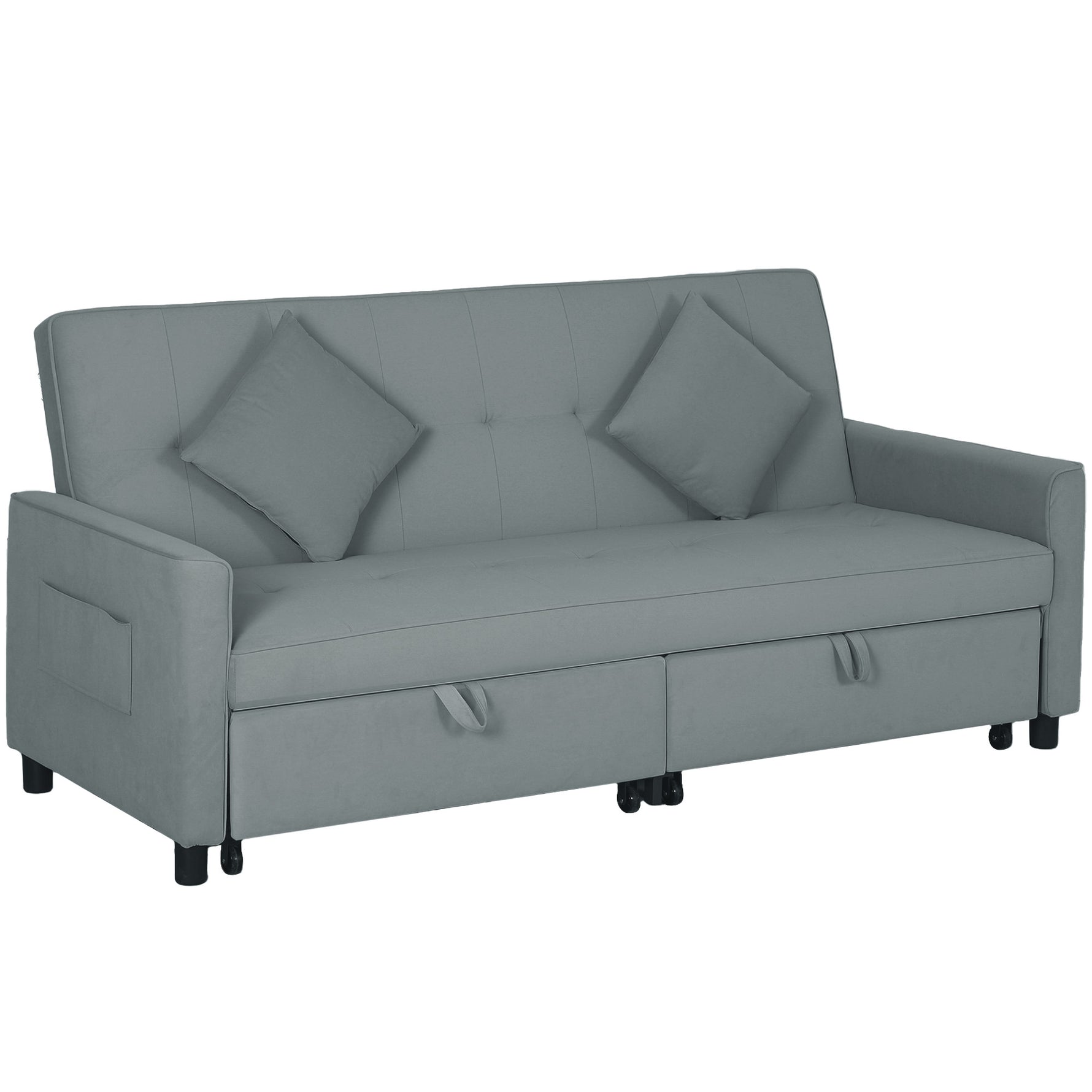 Canapé convertible 3 places canapé-lit clic-clac réversible avec dossier réglable et coussins, 196 x 90 x 89 cm, gris