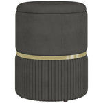 Pouf tabouret repose-pied coffre de rangement en velours côtelé 36 x 36 x 44 cm pour salon chambre gris-0