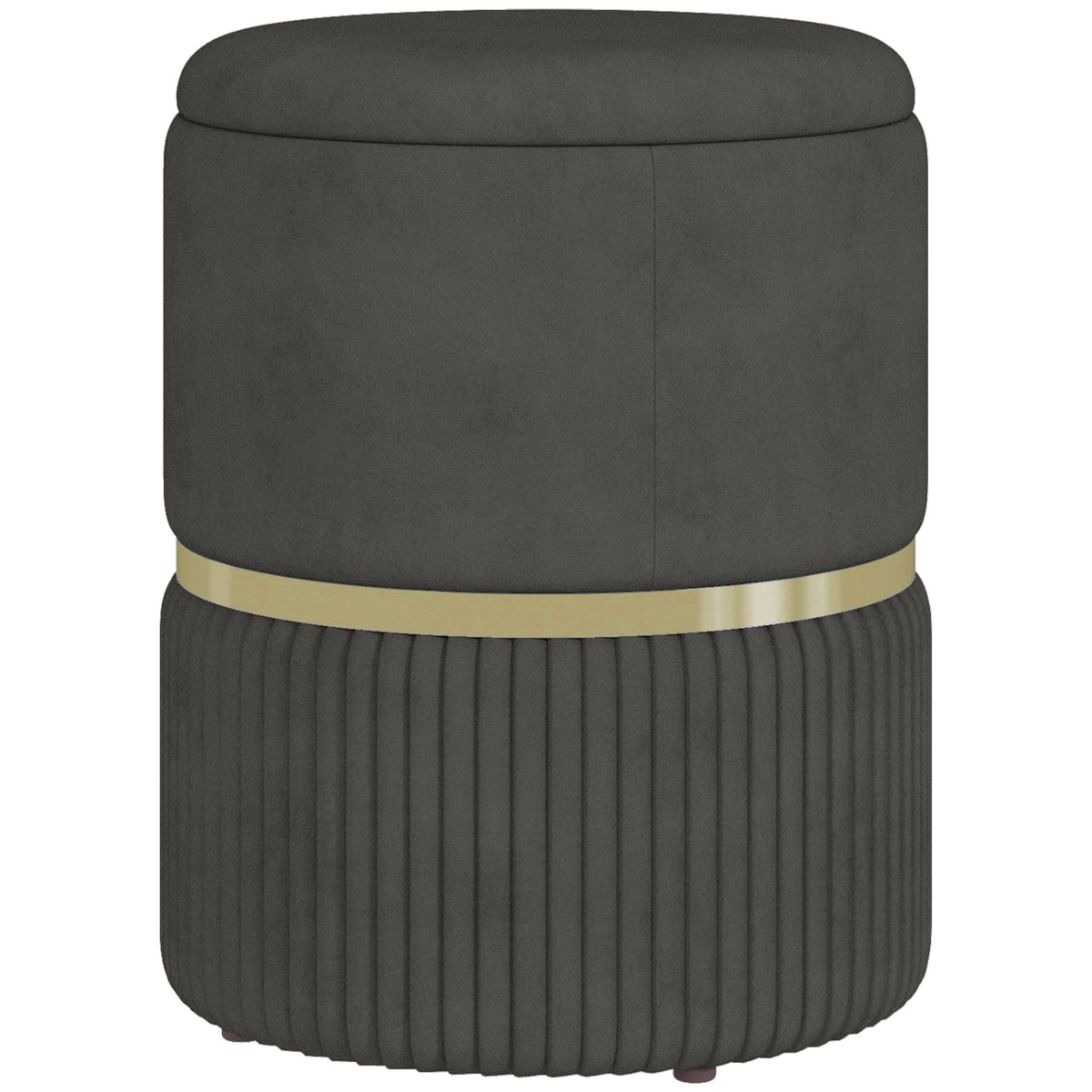 Pouf tabouret repose-pied coffre de rangement en velours côtelé 36 x 36 x 44 cm pour salon chambre gris-0