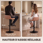 Lot de 2 Tabourets de Bar en Cuir PU, Rétro-Industriel, Hauteur Réglable, Pivotant 360°, 40x41,5x76-98cm, Marron Foncé