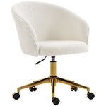 Chaise de bureau, fauteuil de bureau ergonomique réglable en hauteur, siège pivotante, piètement en acier, crème
