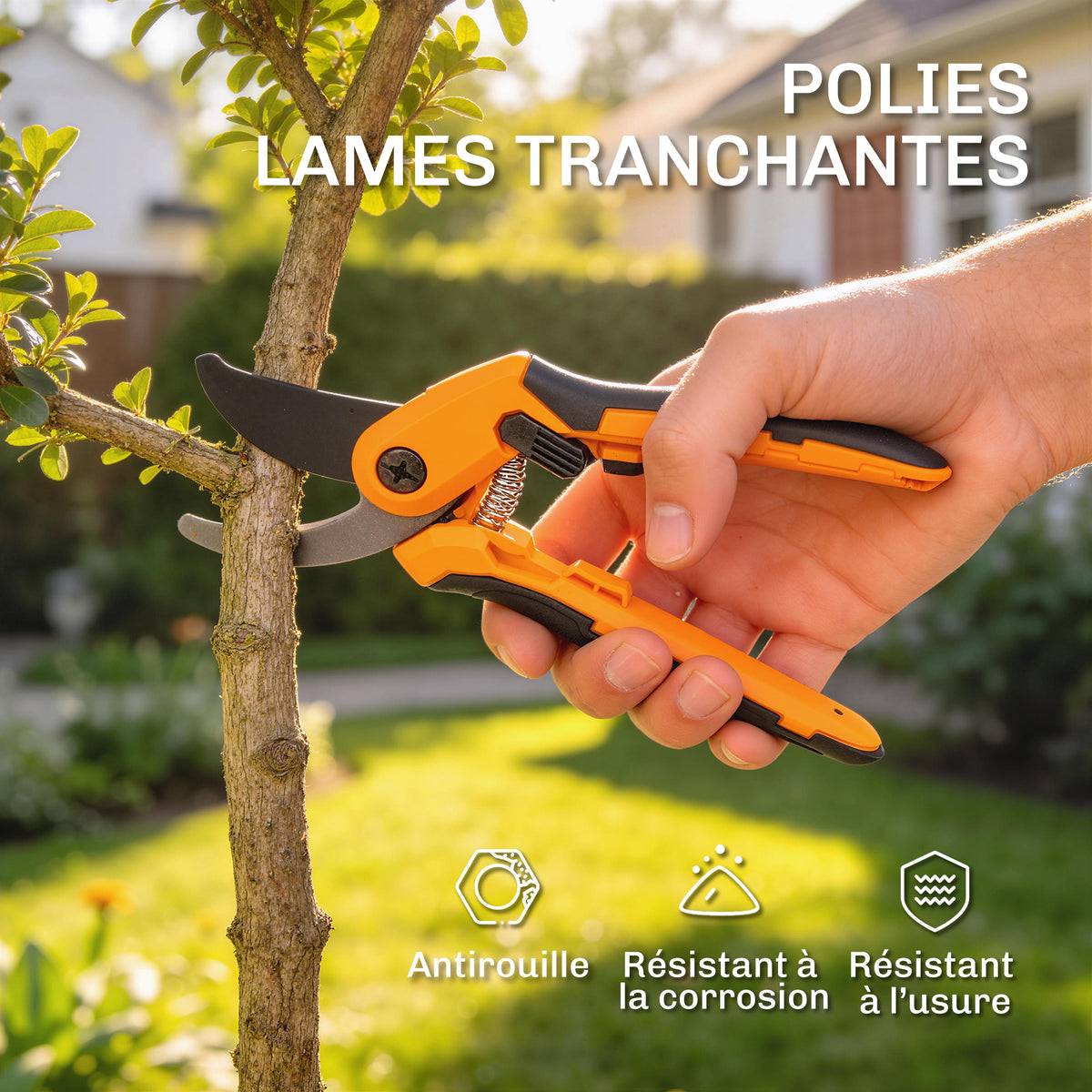 Ensemble de 4 cisailles de jardin avec taille-haies, ébrancheurs, sécateurs et scie pliable, poignée en aluminium