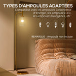 Lampadaire sur pied salon lampe sur pied avec abat-jour en verre texturé interrupteur à pied 29 x 25 x 152 cm métal or