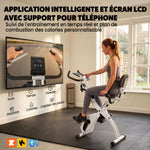 Vélo d'Appartement Pliable Vélo de Fitness 3 en 1 Silencieux Connecté Kinomap Bluetooth et Zwift 105x53,5x109cm Blanc