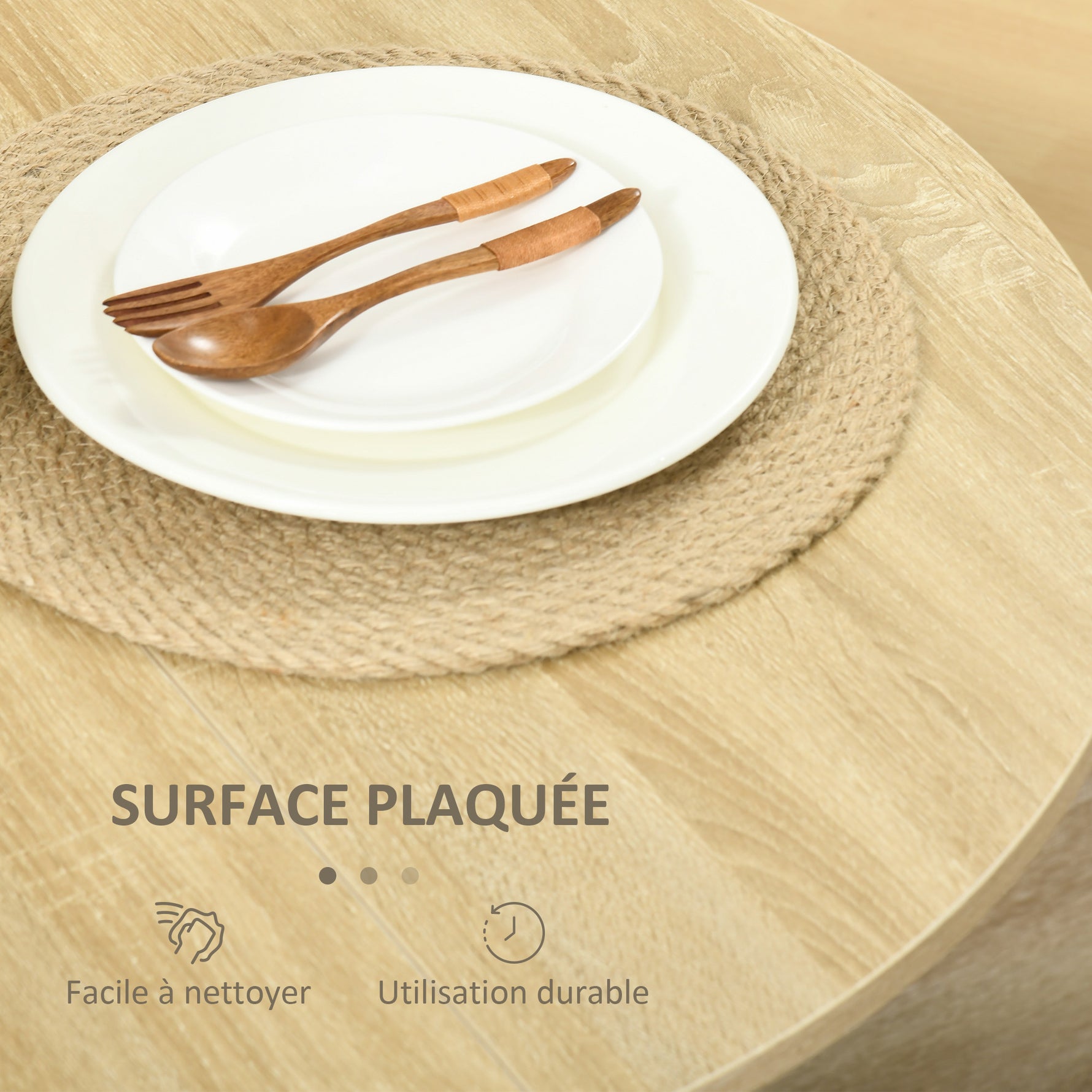 Table pliable de cuisine salle à manger 2 abattants - table ovale extensible - en bois chêne