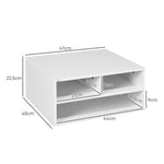 Organiseur bureau aspect blanc avec 3 compartiments fournitures support d'imprimante 47 x 40 x 22,5 cm
