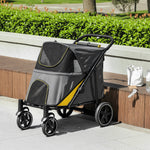 Poussette chien chariot pour chat 4 roues pliage en un clic laisse de sécurité charge 30 kg 112 x 67 x 100 cm gris foncé