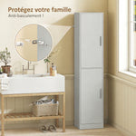 Colonna da bagno a 6 livelli, mobile contenitore stretto, 2 ante e 4 ripiani regolabili, 40x35x180cm, verde
