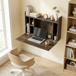 Bureau suspendu table murale table d'ordinateur murale et tablette rabattable avec rangements - 77 x 20 x 51 cm