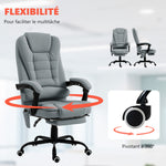Fauteuil de bureau massant, chaise de bureau avec hauteur réglable, dossier inclinable et télécommande filaire, gris