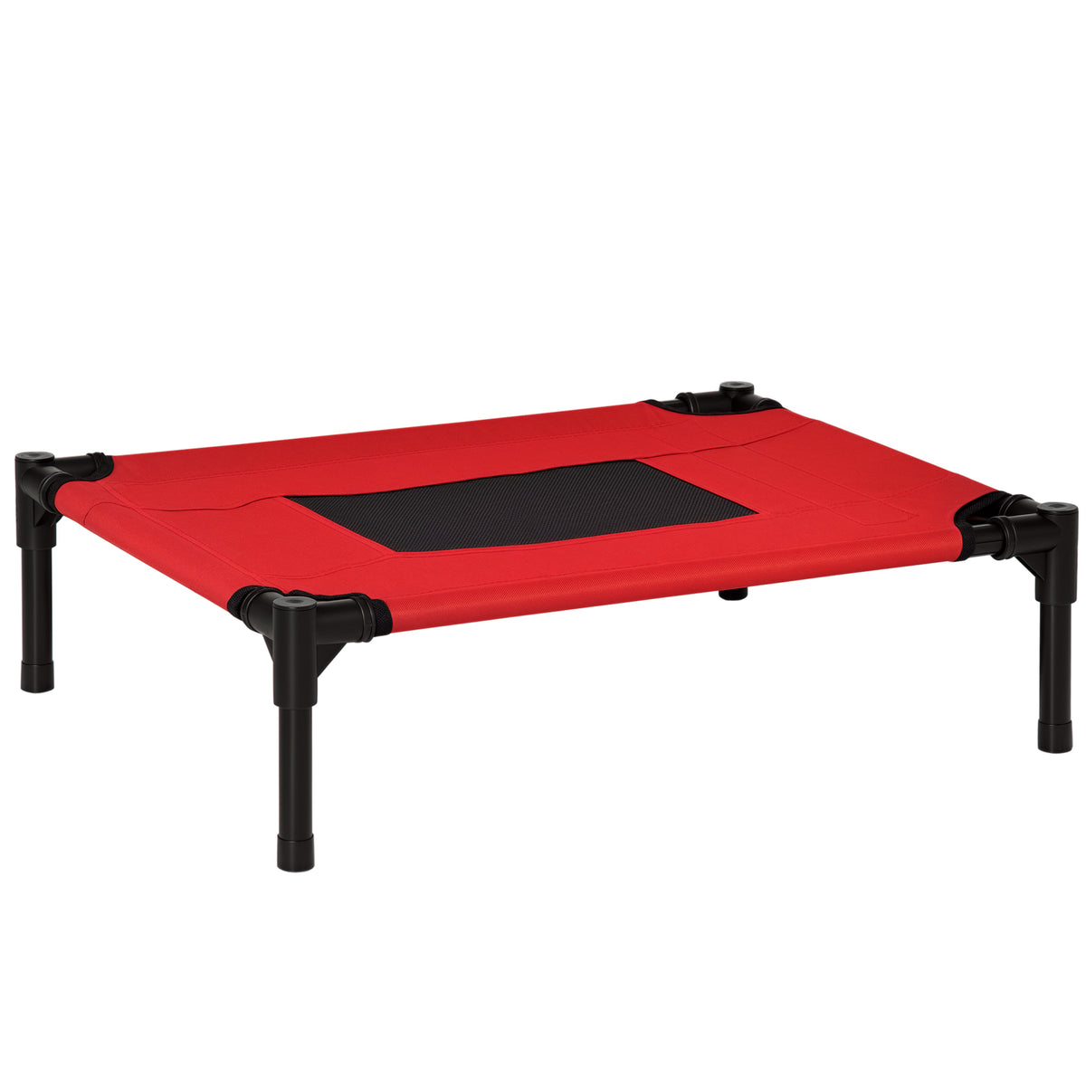 Cama elevada para perros, gatos y mascotas, tejido Oxford textileno microperforado, 61 x 46 x 18 cm, rojo y negro