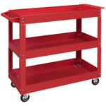 Chariot desserte d'atelier acier 3 plateaux sur roulettes avec poignée charge max. 150 kg 83 x 35,3 x 76 cm acier rouge