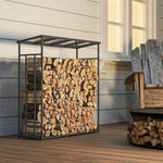 Abri-bûches range-bûche extérieur charge maximale 2000 kg avec housse de protection imperméable 185 x 62 x 184 cm noir