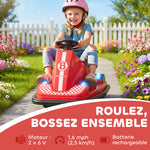 Auto-Tamponneuse Enfant 6V, Rotation à 360°, Musique, Klaxon, Démarrage Doux, 2,5 km/h, pour Âges 3-8, 74x53x48cm, Rouge