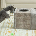 Tunnel pour chat intérieur jouets pour chats avec balle suspendue entrées multiples en sisal 98 x 30 x 30 cm gris