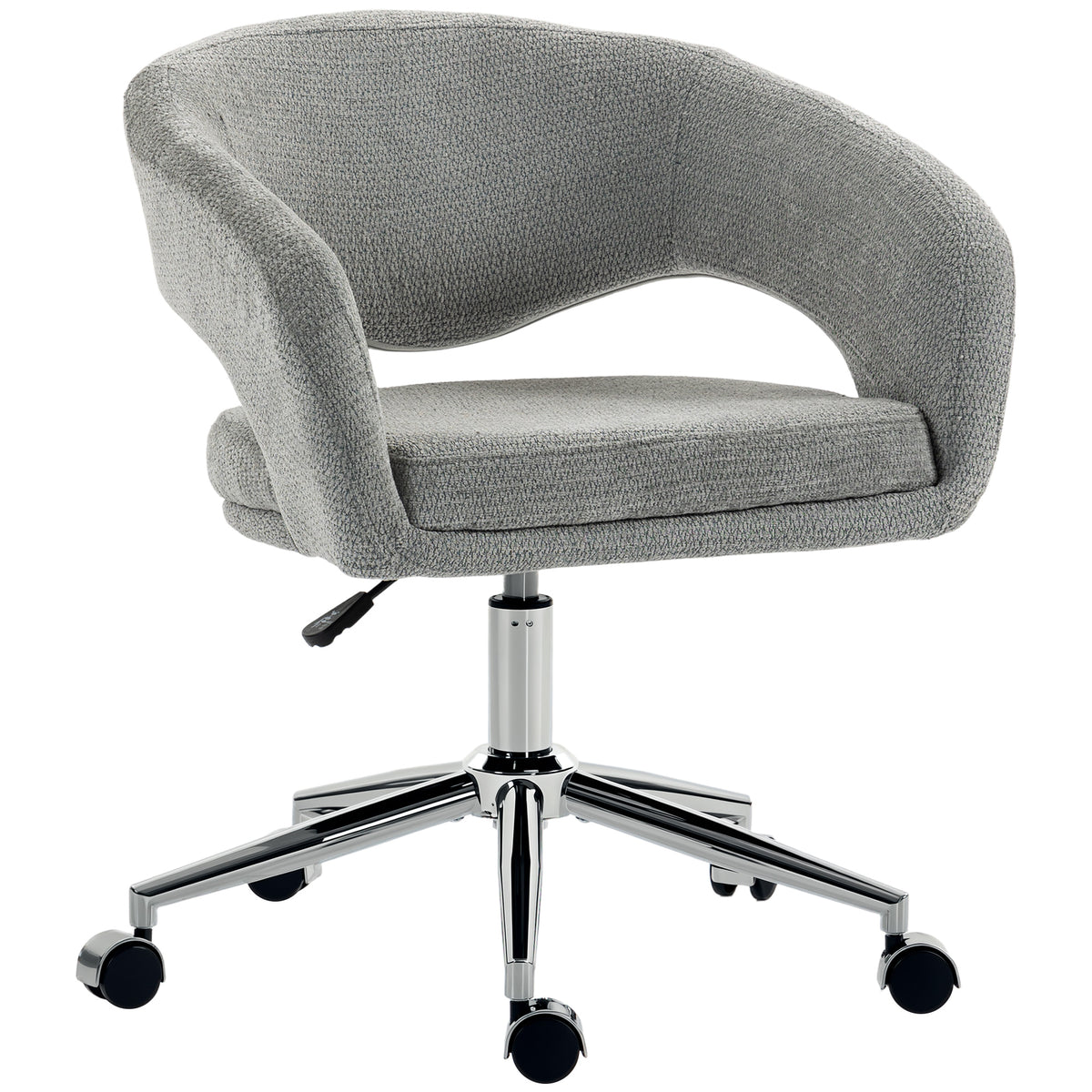 Chaise Bureau Ergonomique, Fauteuil de Bureau en Chenille avec Hauteur Réglable, Dossier Incurvé, Gris