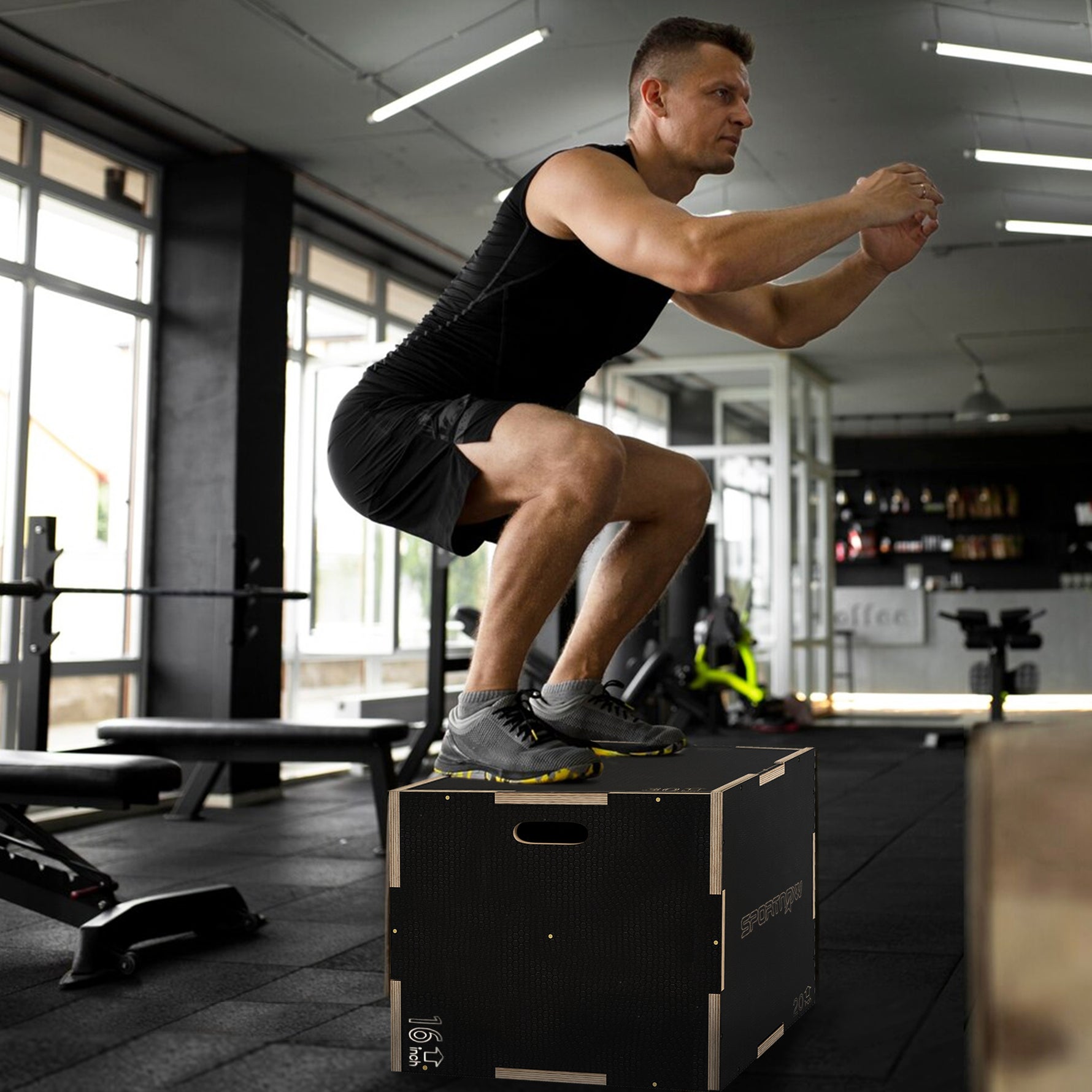 Box Jump pliométrie 3 en 1 boîte à saut musculation fitness pour box training en bois, 41/51/61 cm