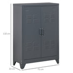 Armoire de bureau à 3 niveaux, meuble de rangement bureau métallique avec 2 portes et étagères réglables