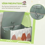 Coffre à jouet enfant coffre de rangement enfant couvercle rabattable motif de forêt coins arrondis 60 x 37 x 39 cm vert