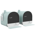 Lot de 2 bacs à litière pour chat avec porte battante, pelle et filtre inclus dim. 43L x 44l x 47H cm